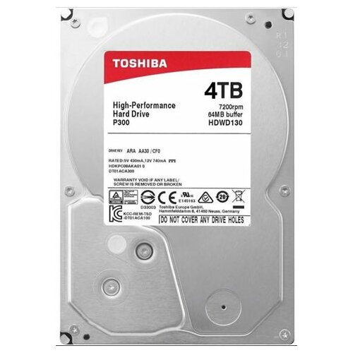 Toshiba 3.5 SATA3 7200 4TB P300 HDWD240UZSVA 64MB hard disk
