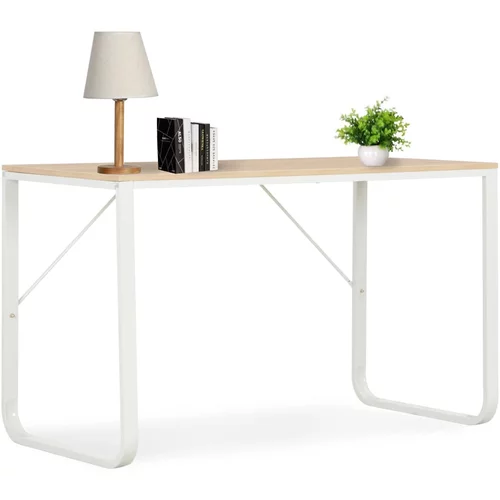 vidaXL Računalniška miza bela in hrast 120x60x73 cm