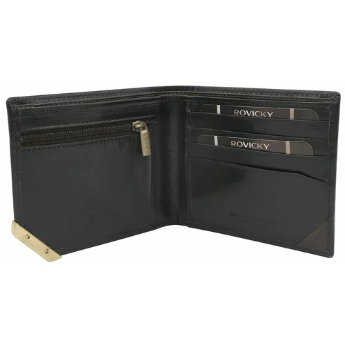Fashionhunters Black and dark brown horizontal men's wallet with an accent