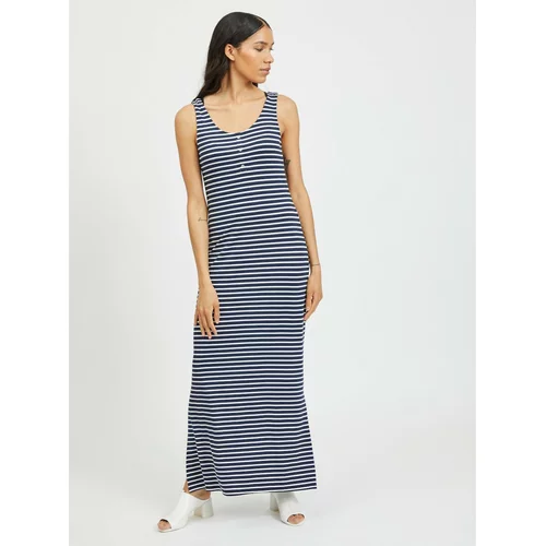 Vila Dark Blue Striped Maxi dress with Slits Dell - Women