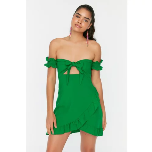 Trendyol Green Carmen Collar Dress