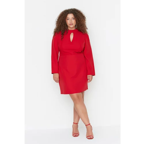 Trendyol Curve Red Collar Detailed Woven Dress