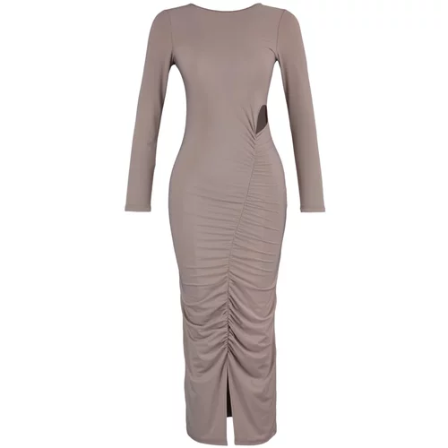 Trendyol Mink Design Slit Cut Out Detailed Knitted Dress