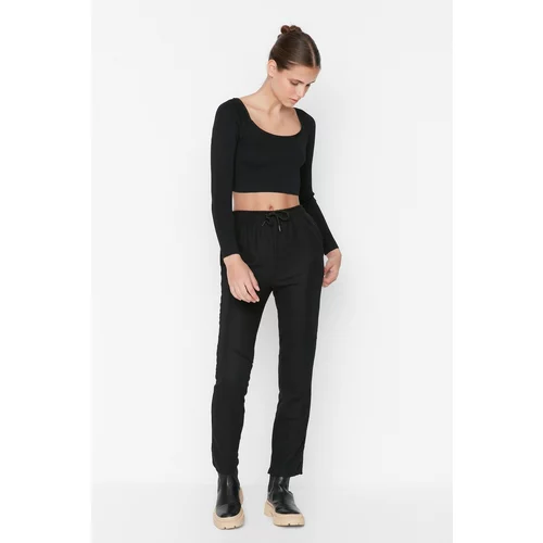 Trendyol Black Straigth Fit Waffles Knitted Sweatpants